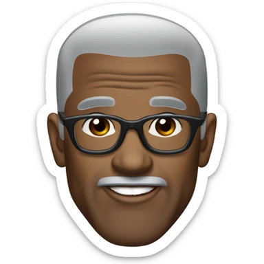 old deon sanders with small round face and suit and glasses and buzz cut and small eyes and small gray bearded and small black eyes and wrinkled forehead sticker