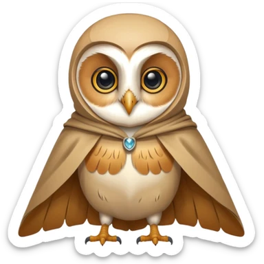 barn owl in beige cloak sticker