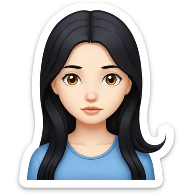 Girl with long hair black hair sticker