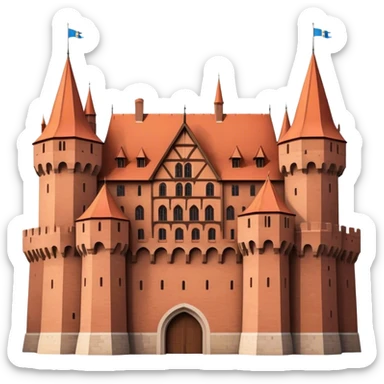 Cinematic Realistic Malbork Castle Landmark Emoji, depicted as an imposing medieval fortress rendered with rich detail and dramatic, historic lighting. sticker