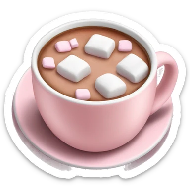 Light Pink mug of hot chocolate with marshmallows  sticker