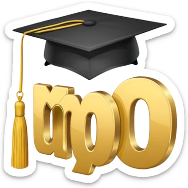 The letters "MPU", wearing a graduation hat sticker