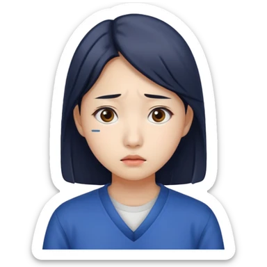 South Korean female college student with a worried face  sticker
