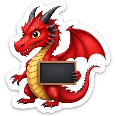 Black and red dragon holding large blank sign sticker