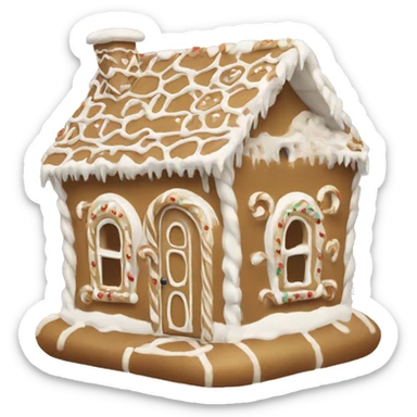 White and beige gingerbread house sticker
