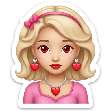 Girly girl with heart accessories sticker