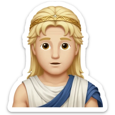 Apollo, God of Light from Gods and Goddesses with long golden blonde hair, white outfit sticker