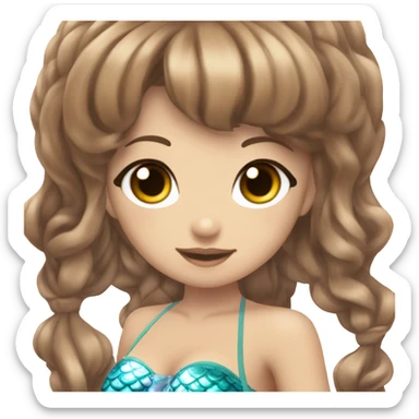 mermaid hime gyaru girl, swimsuit, brown hair sticker