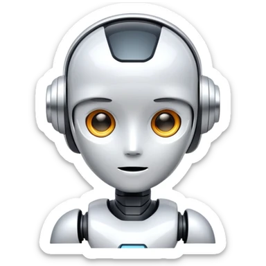 futuristic AI agent robot with digital features sticker