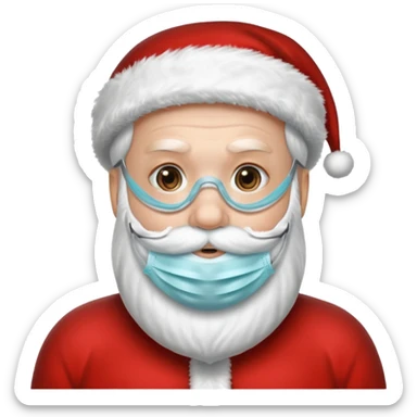 santa with surgical mask 
   sticker