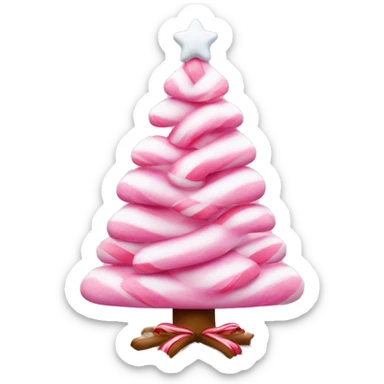 pink christmas tree with white snow and pink candy canes sticker