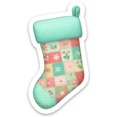 Christmas stocking with pastel patchwork mini floral patterns  sticker