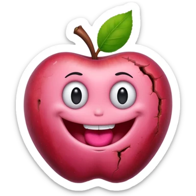 cute worm in ruined apple sticker