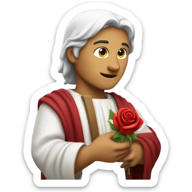 Dante Alighieri holding a rose in his hand sticker