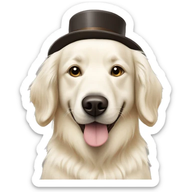 White golden retriever with an espresso martini sticker