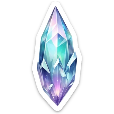 White iridescent nebula crystal shard sticker