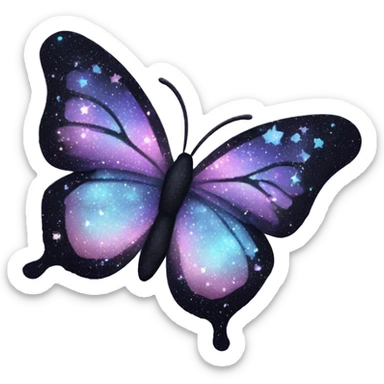 sparkly pastel black galaxy butterfly sticker