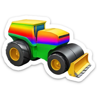 rainbow colored road roller sticker