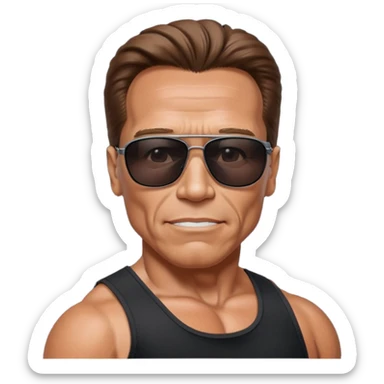 terminator shwartzneger only top in black galssess sticker