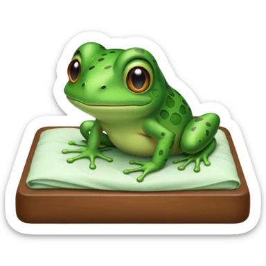 cute baby frog on bed sticker