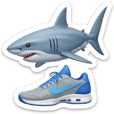 A shark with blue tennis sticker
