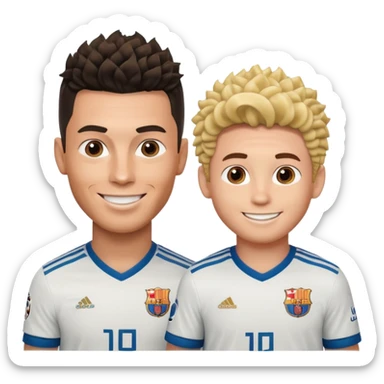 Prime noodle hair ronaldo and prime 2012 messi Smiling in one Photo and make it realistic  sticker