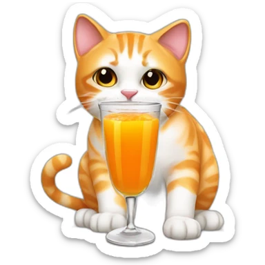 Cat drinking dôme orange jus  sticker