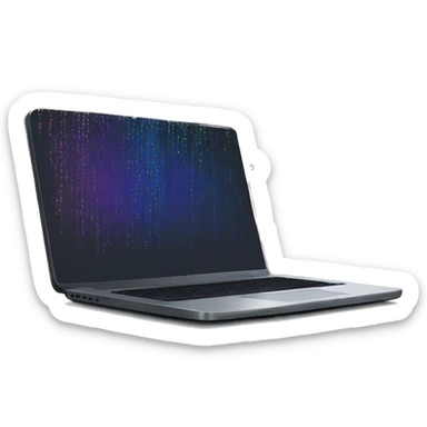 laptop with colorful strokes of code on the screen sticker