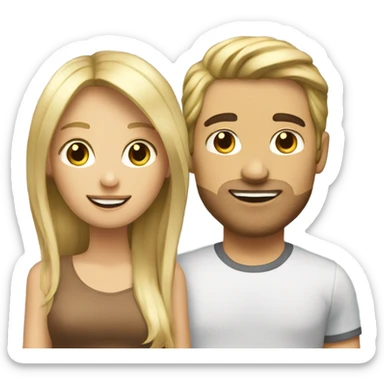  a blonde hair woman and brunette hair guy couple sticker