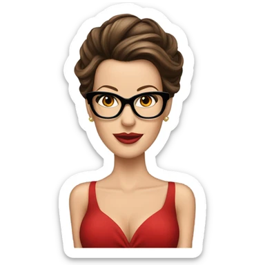 Kate Beckinsale red dress, glasses, updo sticker