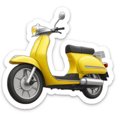 A left view of Yellow Moped with 2 mirrors  sticker