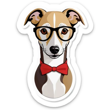 Whippet wears glasses sticker