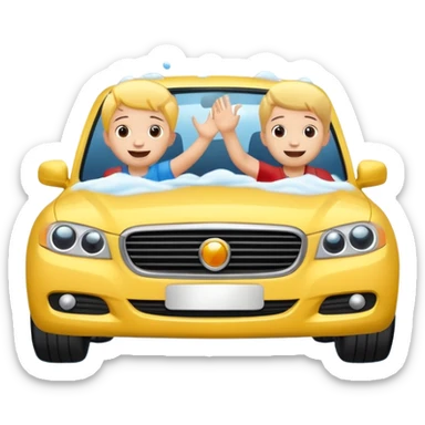 car wash with children playing with foam bubbles sticker