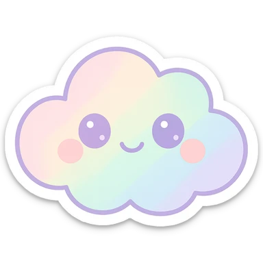 kawaii style smiling cloud, pastel colors sticker