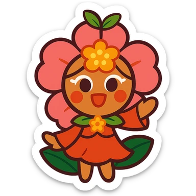blossom cookie character, cute, vibrant, detailed, full body sticker