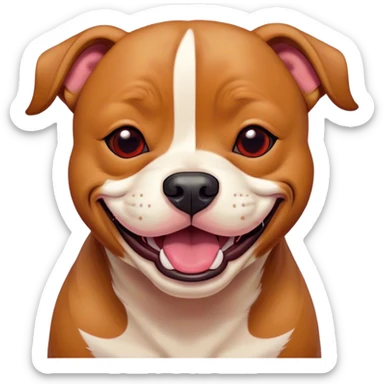 Cinematic Comical Red/Fawn Staffordshire Bull Terrier Portrait Emoji, Head tilted dramatically with an exaggeratedly amused expression, featuring a striking red/fawn Fur with bold white accents, wide, expressive dark eyes filled with playful disbelief, Simplified yet hilariously expressive features, highly detailed, glowing with a slightly sassy glow, high shine, dramatic yet playful, stylized with an air of cheeky mischief, bright and endearing, soft glowing outline, capturing the essence of a spirited and over-the-top guardian, so meme-worthy it feels like it could side-eye its way into internet fame instantly! sticker