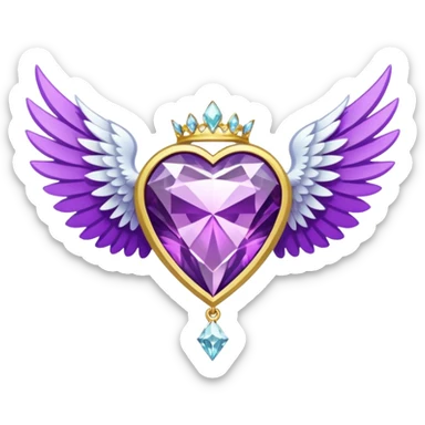 holy diamond emblem with white wings and purple diamond in the middle sticker