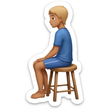 a person sitting on stool with full back head turn

 sticker