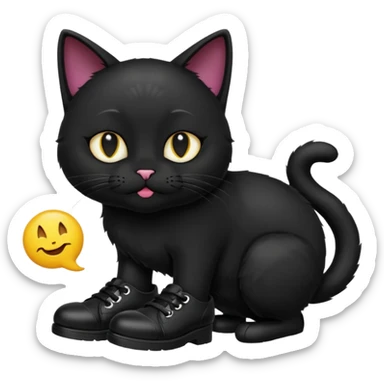 Black animal cat with nlack shoes and smellt emoji sticker