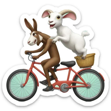 Goat and bunny riding bikes sticker