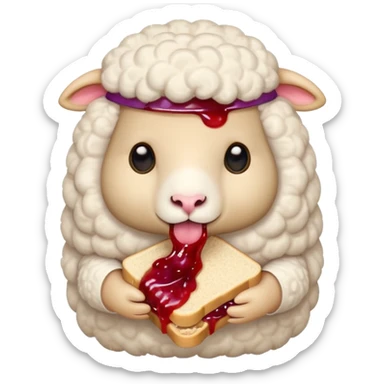 cute baby sheep eating peanut butter and jelly  sticker