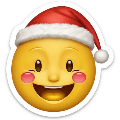 Laughing emoji with christmas yellow face only with tears in eyes sticker