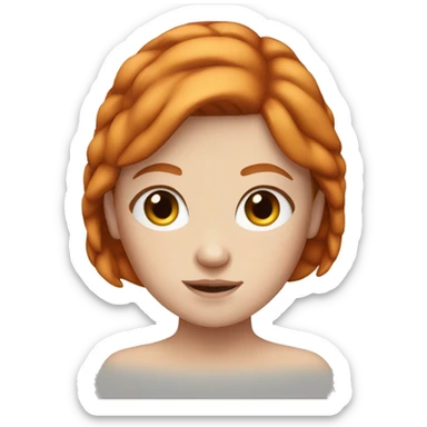 white girl with ginger hair and freckles with round head sticker