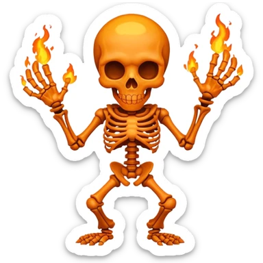 creame un emote de la skin Inferno Skeleton Balvin de fortnite, es naranja la skin sticker