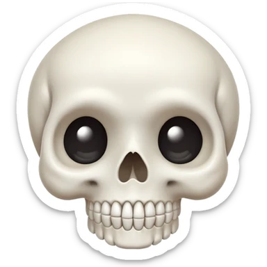 A cute, white-colored skull with soft, rounded features and a friendly expression, looking whimsical not frightening sticker