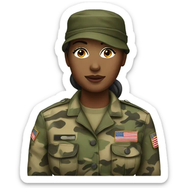 Woman in camo military uniform  sticker