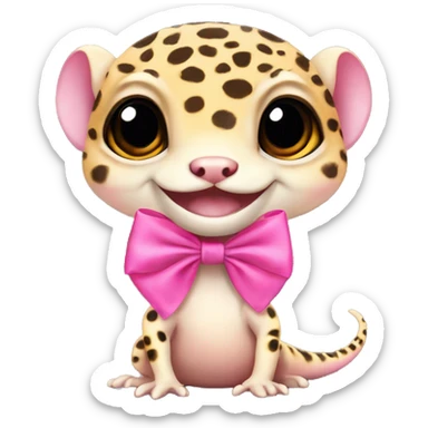 Leopard gecko with pink bow sticker