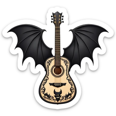 guitar with bat wings and vampire motifs sticker
