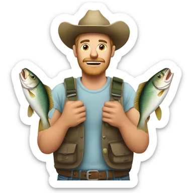 Redneck with fish in hands sticker