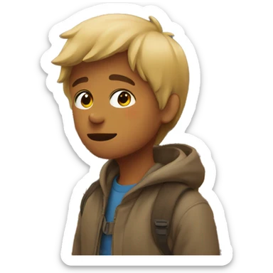 Boy looking at a mountain with fall colors sticker